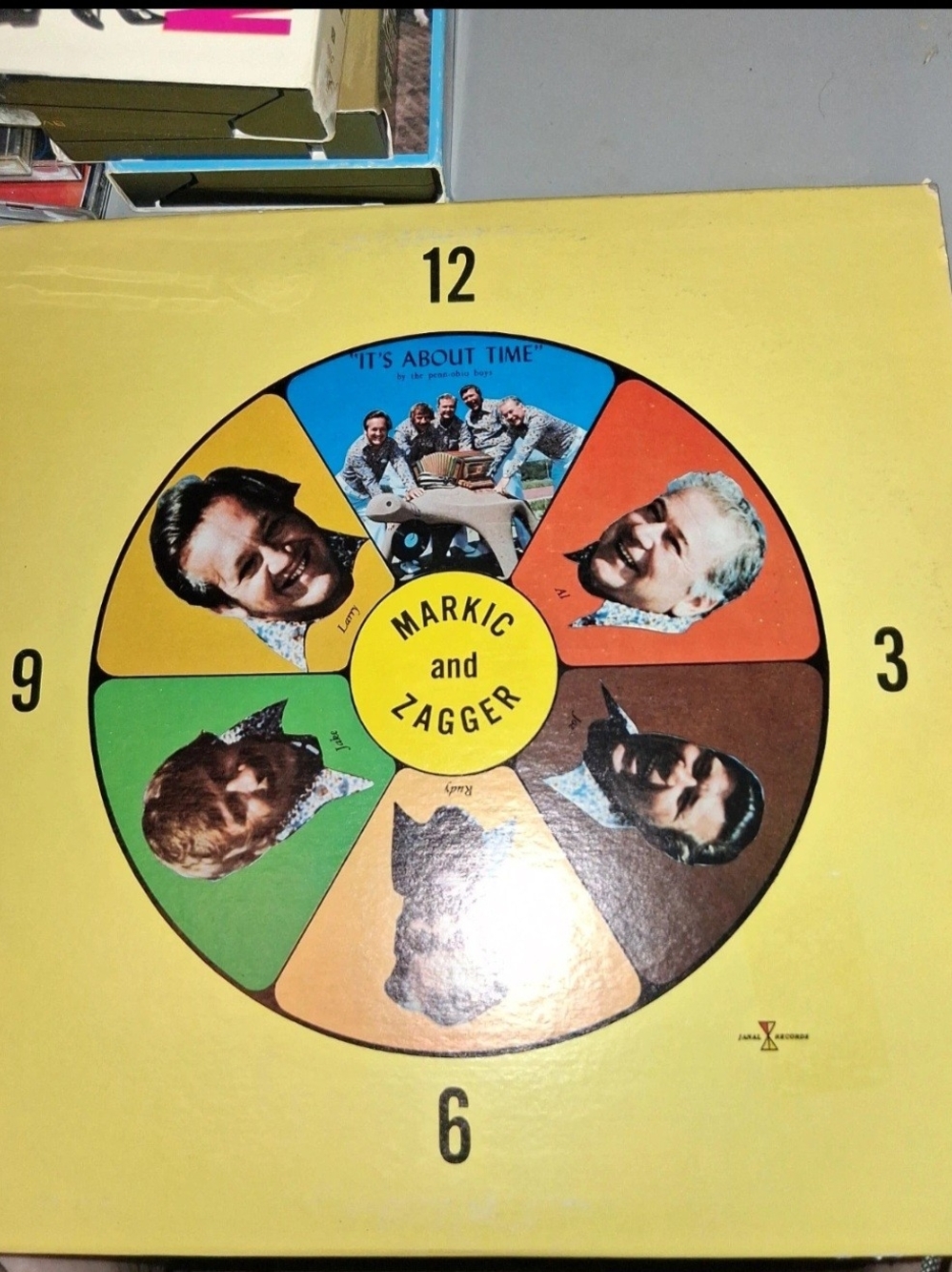 Markic and Zagger Yellow Retro Wall Clock Art Print